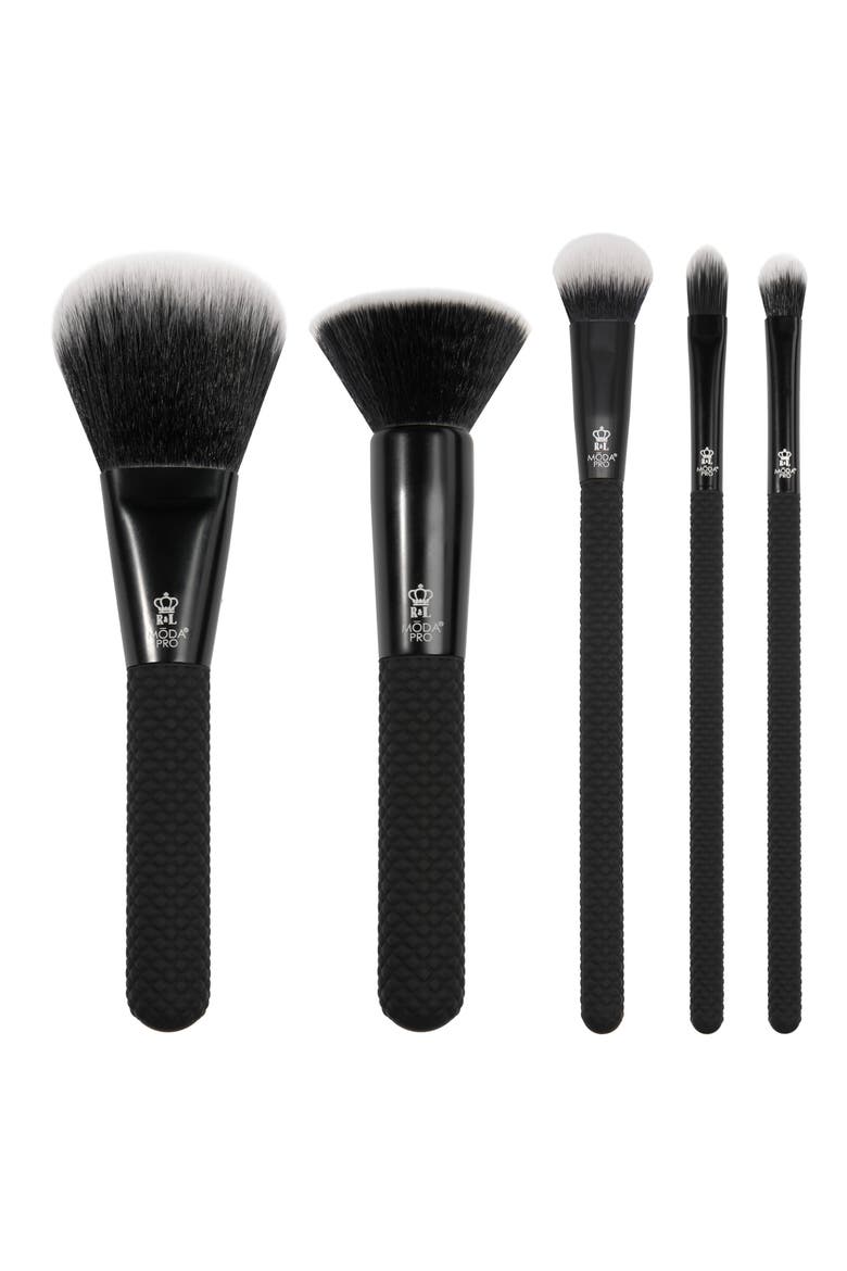 Pro Powder & Blend 5-Piece Makeup Brush Kit, Main, color, BLACK