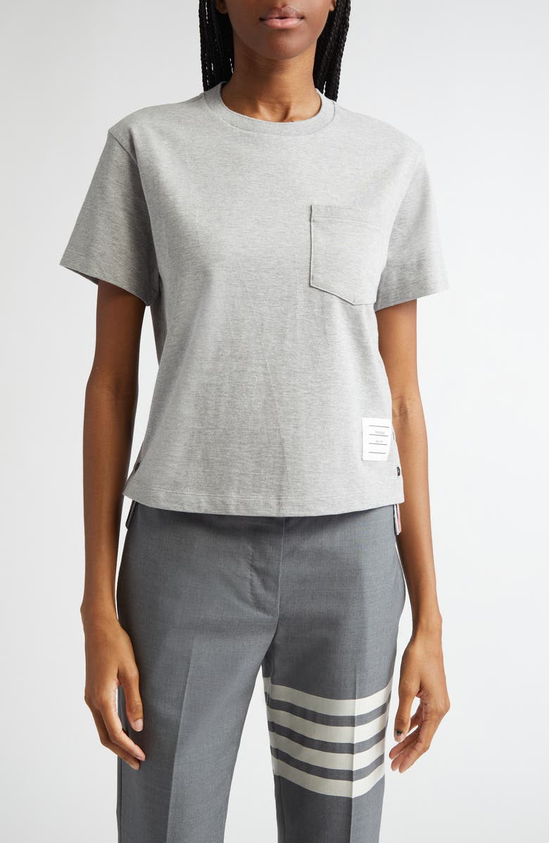 Thom Browne Medium Weight Cotton Jersey Boxy Pocket Tee, Main, color, Light Grey