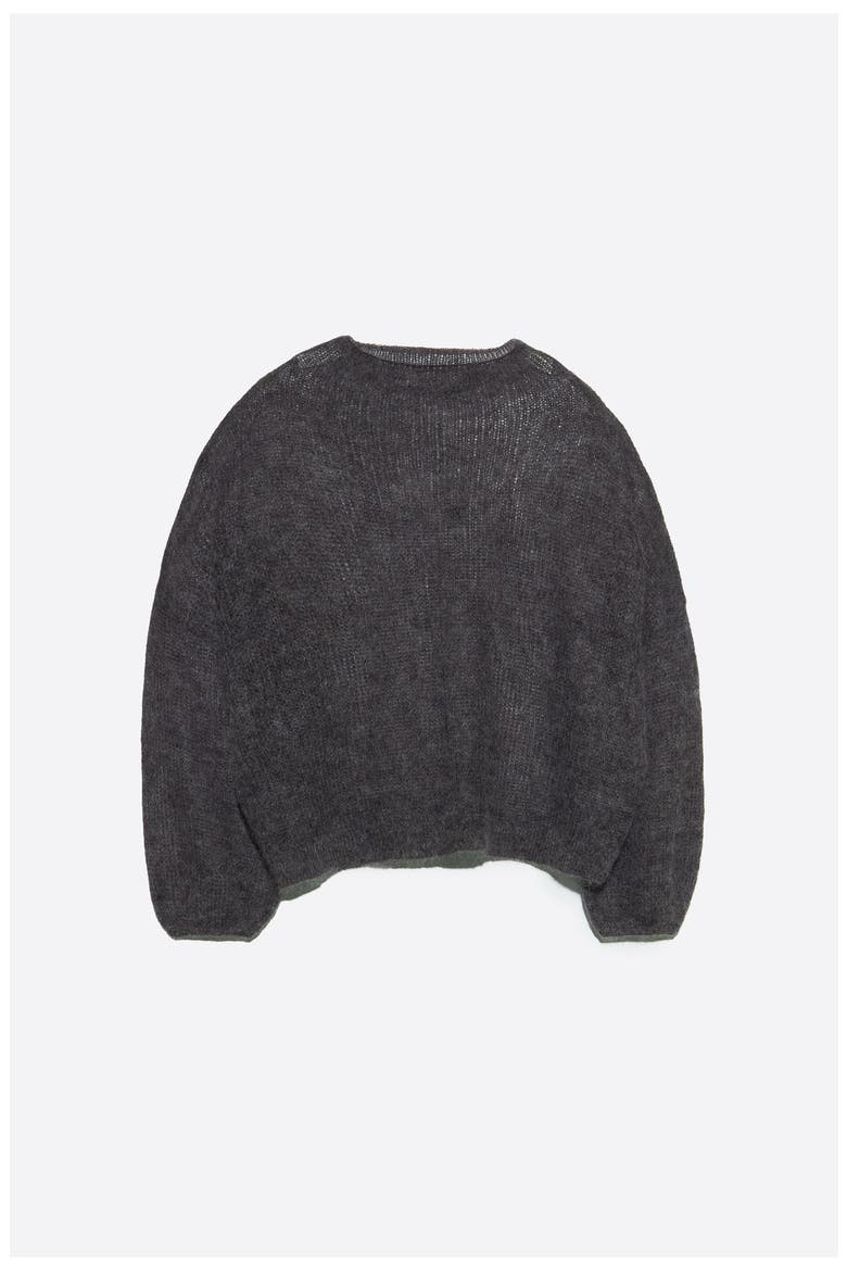 Mohair High Neck Oversize Sweater, Alternate, color, DARK GREY MELANGE