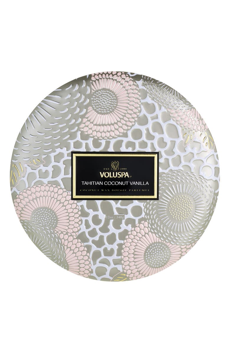 Voluspa Tahitian Coconut Vanilla 3-Wick Tin Candle, Alternate, color, Tahitian Coconut