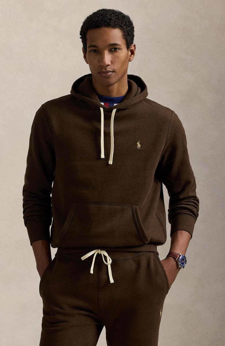 Polo Ralph Lauren Cotton Blend Fleece Hoodie, Alternate, color, Nutmeg Brown