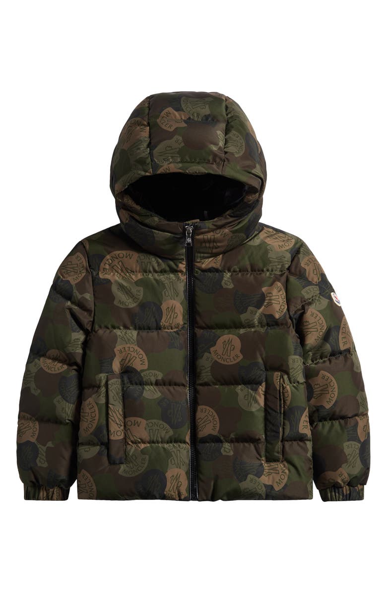 Moncler Kids' Escer Hooded Down Puffer Jacket, Main, color, Green