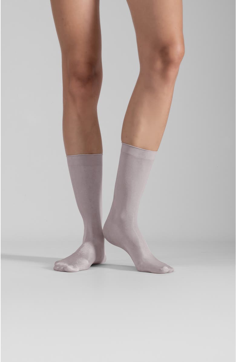 LECHERY<sup>®</sup> 2-Pack Lustrous Silky Sheer Crew Socks, Alternate, color, Grey