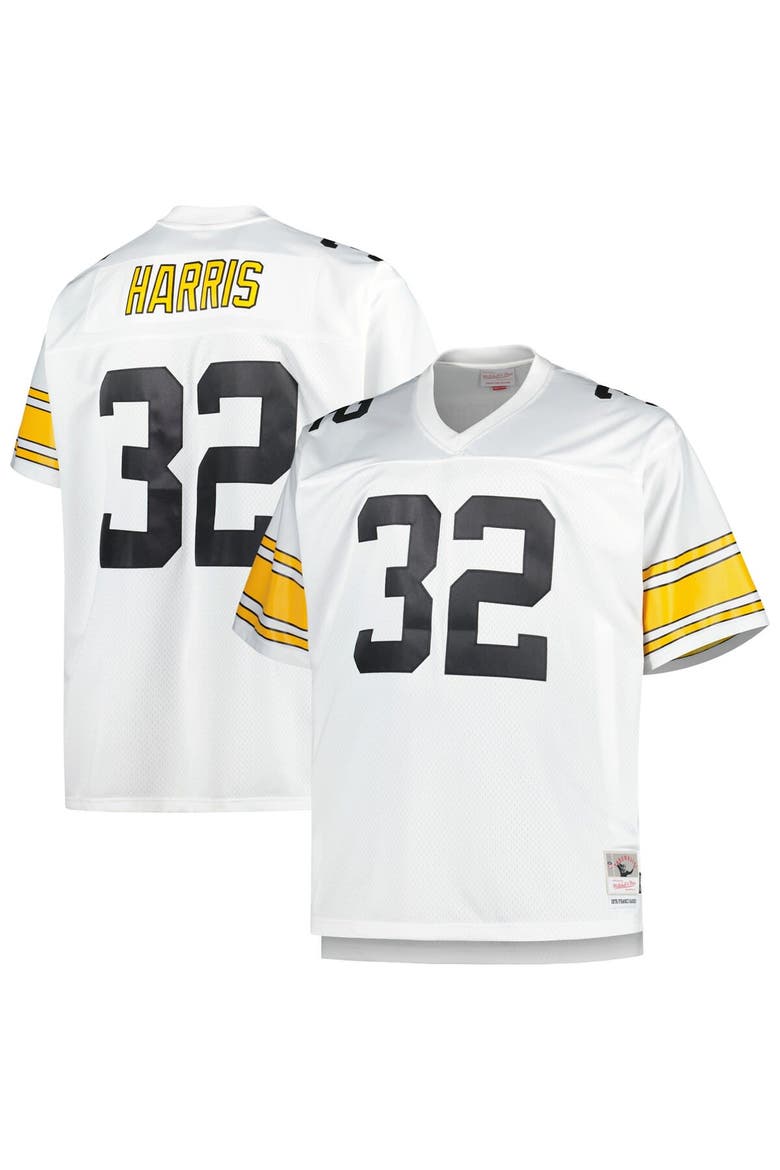 Men's Mitchell & Ness Franco Harris White Pittsburgh Steelers Big & Tall 1976 Retired Player Replica Jersey, Main, color, White