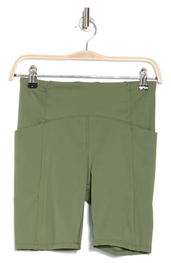 Kyodan High Waist Pocket Interlock Shorts In Olive