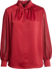 Misook Twist Front Crépe de Chine Top