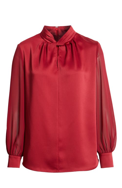 Misook Twist Neck Keyhole Blouse In Red