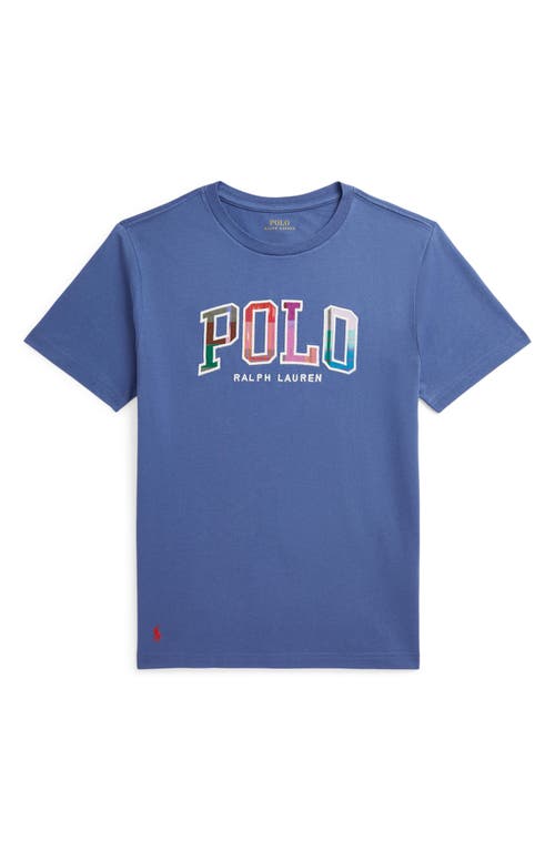Polo Ralph Lauren Toddler And Little Boys Madras-logo Jersey T-shirt In Blue Heaven
