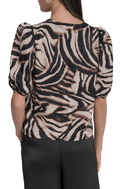 Dkny Zebra Print Cold Shoulder Top In Neutral
