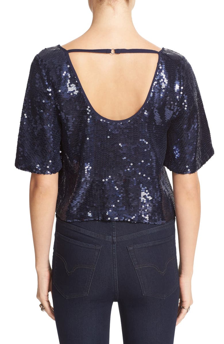 Free People Night Fever Sequin Tee, Alternate, color,