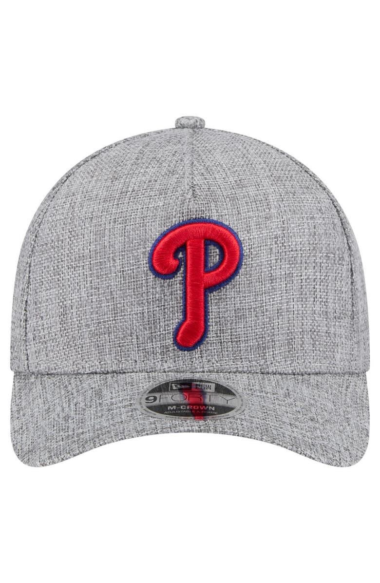 New Era Men's New Era Gray Philadelphia Phillies Cotton Weave M-Crown A-Frame 9FORTY Adjustable Hat, Alternate, color, 