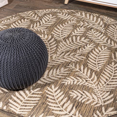 Nevis Palm Frond Indoor/Outdoor Round Area Rug