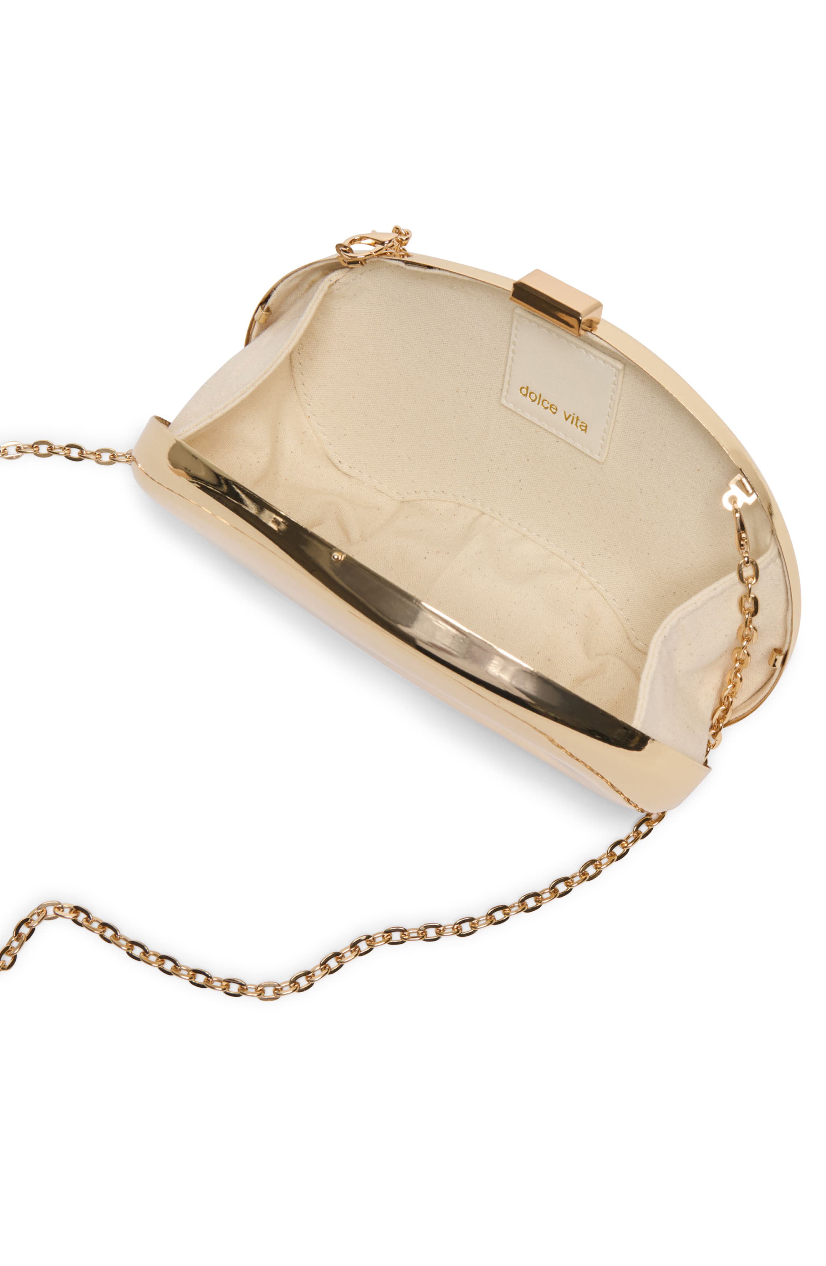 Ramsey Metallic Frame Clutch, Alternate, color, GOLD