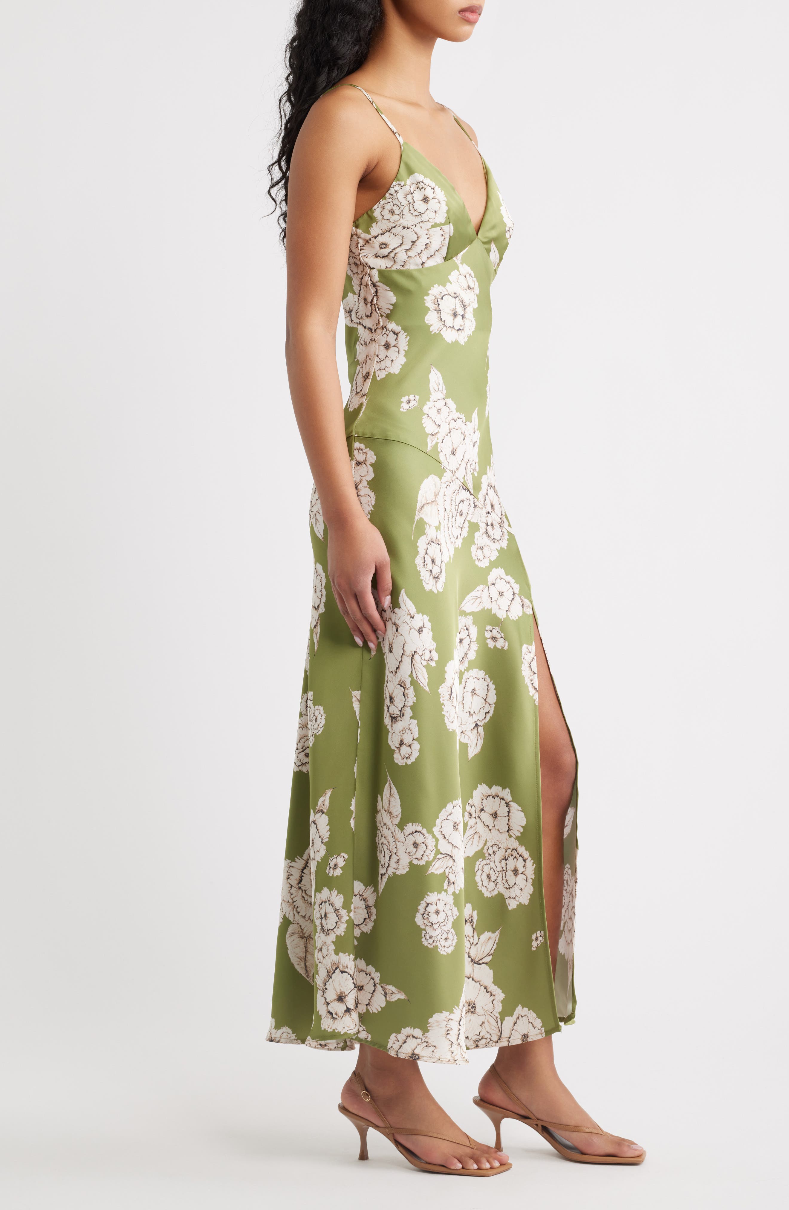 kapri slip dress green floral Lulus Carreta Print Maxi - / Multicolor bestseller1
