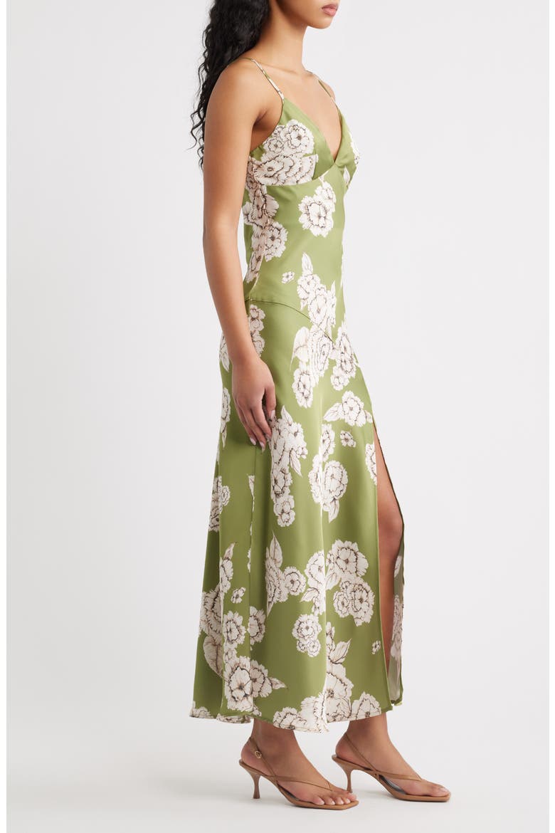 Carreta Floral Print Maxi Slipdress, Alternate, color, CHARTREUSE MULTI