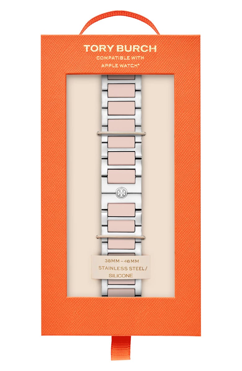 Tory Burch The Kira 18mm Apple Watch<sup>®</sup> Bracelet Watchband, Alternate, color, Pink