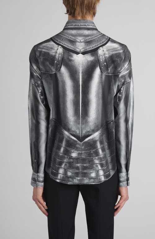 Alexander Mcqueen Mcqueen Armor Print Shirt Steel In Gray