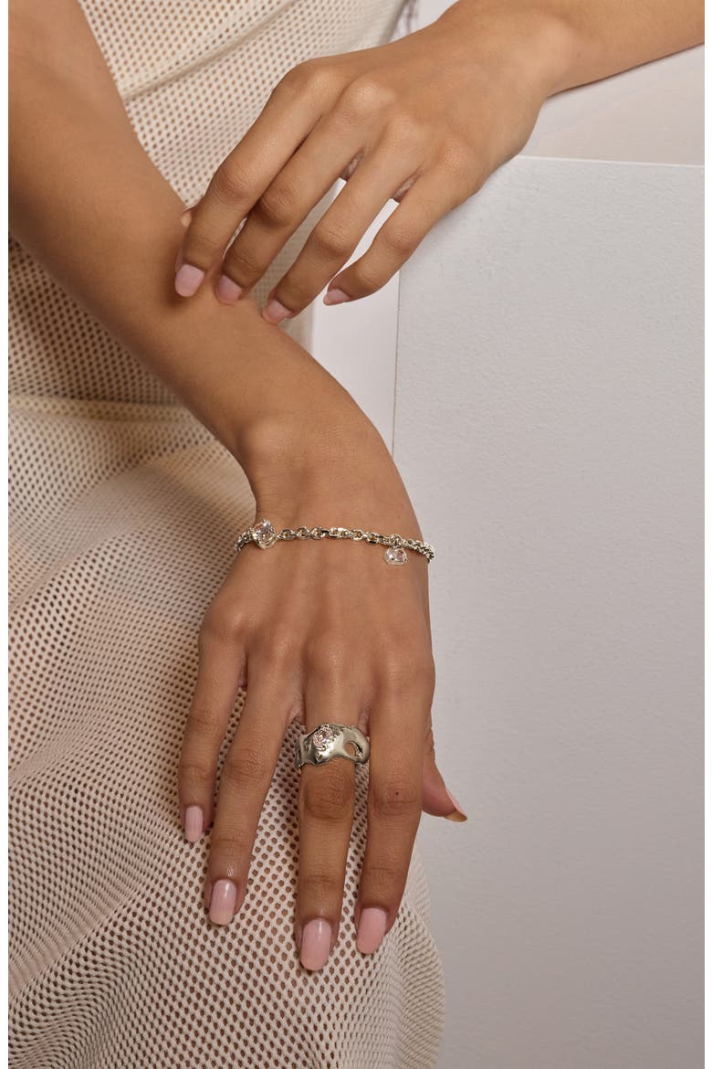 Crystal Tilt Cubic Zirconia Bracelet, Alternate, color, SILVER/ CLEAR