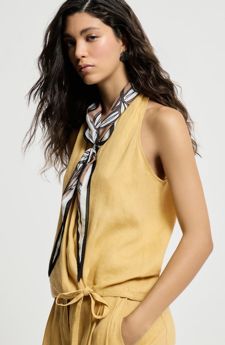 Brunello Cucinelli Linen wrap effect vest, Alternate, color, Yellow