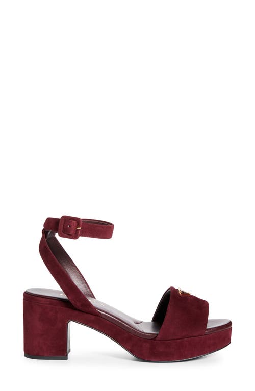 Prada Logo Platform Sandal In Burgundy