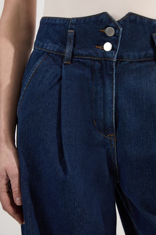 Karen Millen Denim Wide Leg Trousers In Blue