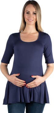 24seven Comfort Apparel Maternity Elbow Swing Tunic Top