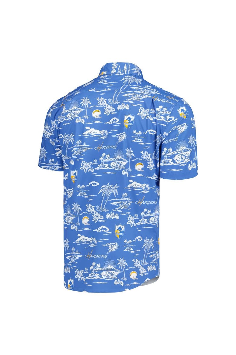 Men's Reyn Spooner Powder Blue Los Angeles Chargers Throwback Kekai Print Button-Up Shirt, Alternate, color, Powder Blue