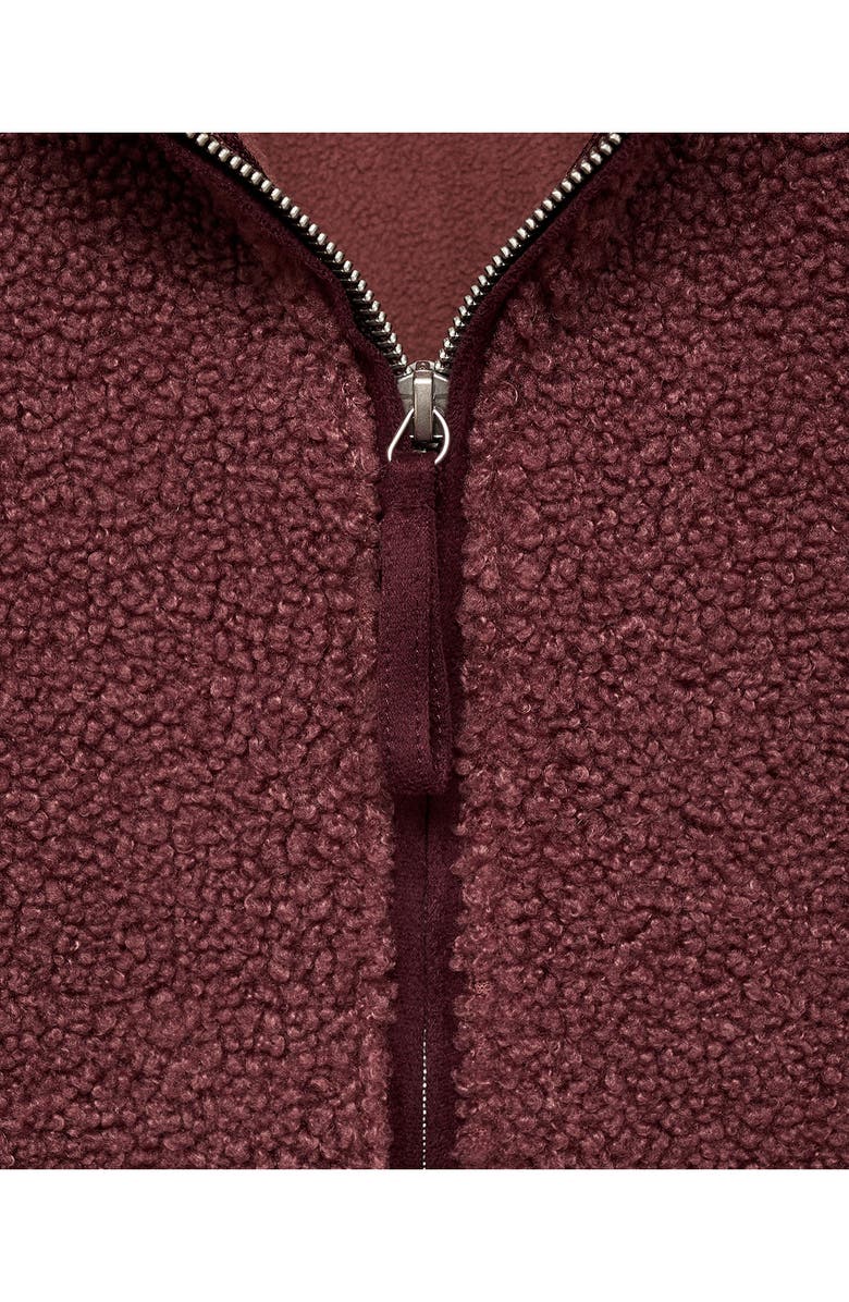 MANGO Oversize High Pile Fleece Half Zip Pullover, Alternate, color, Russet