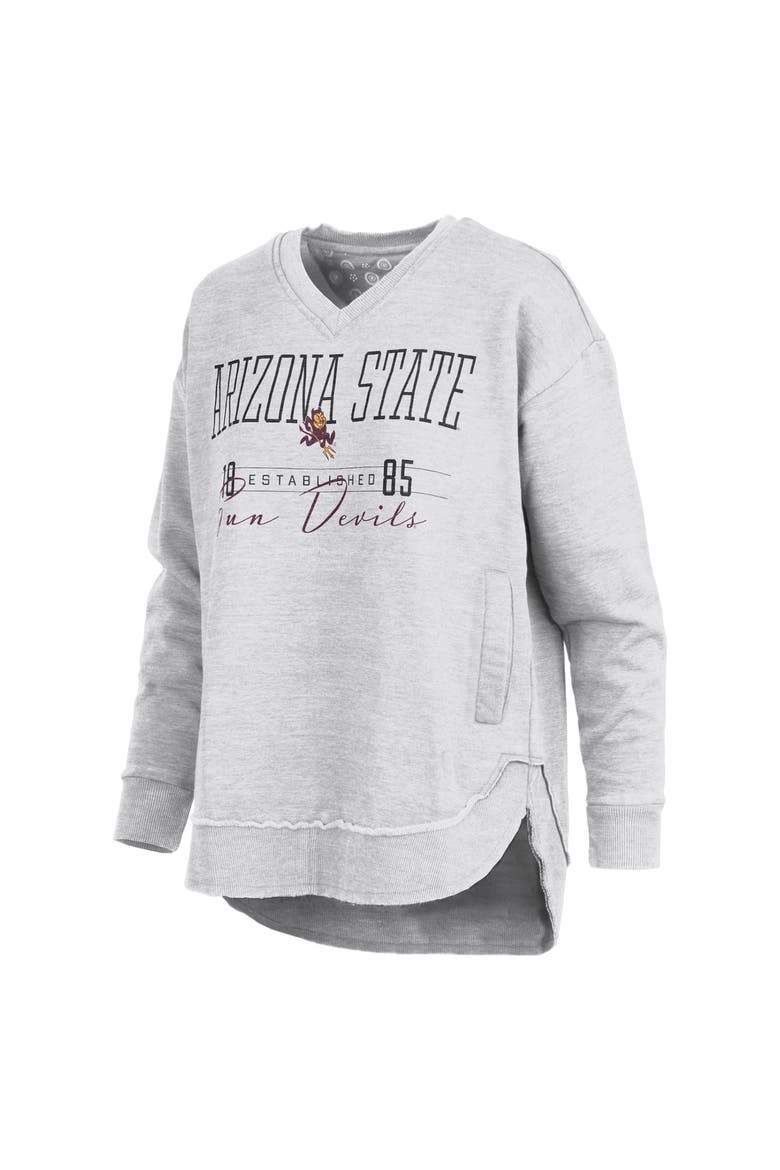 Women's Pressbox  Heather Gray Arizona State Sun Devils Marcus East Hall Poncho V-Neck Sweatshirt, Alternate, color, Heather Gray