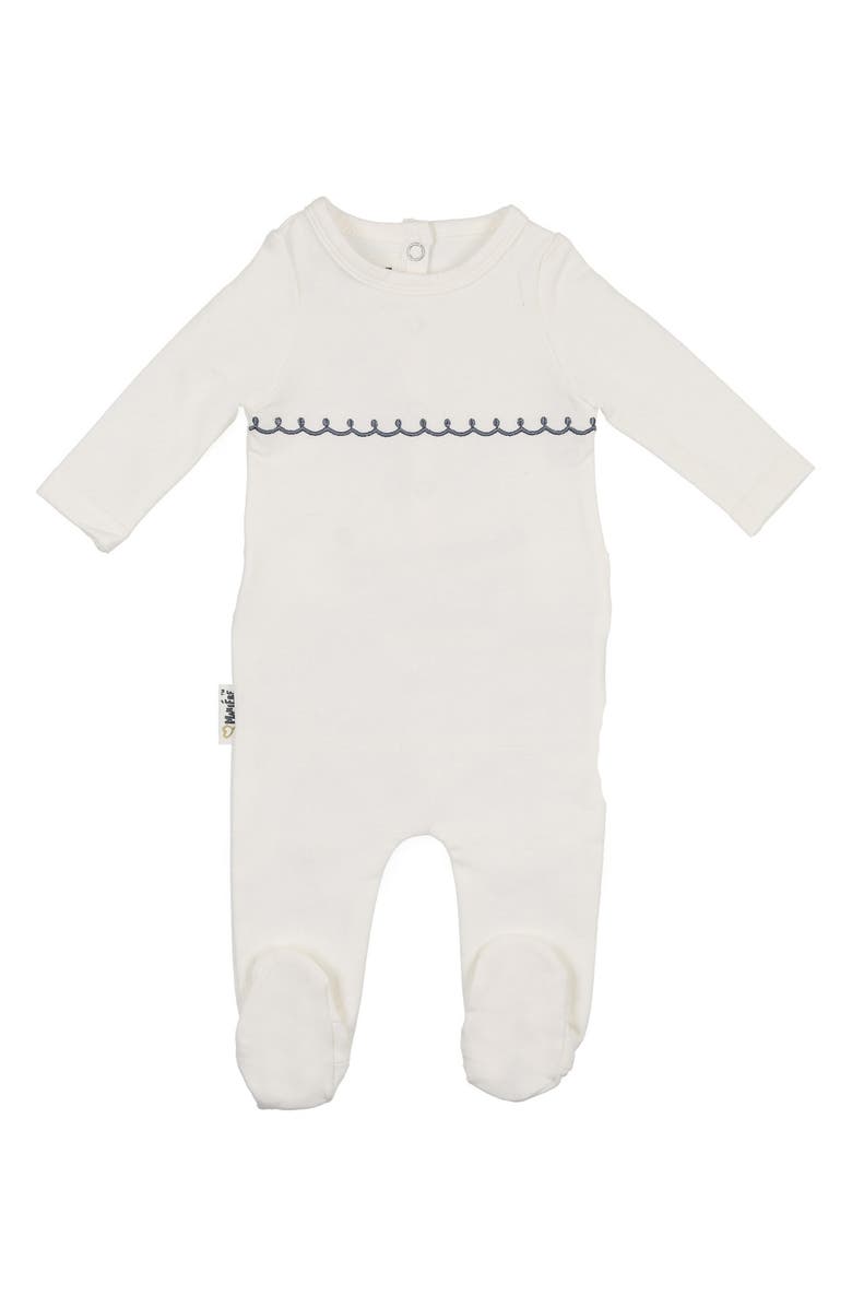 Manière Embroidered Yoke Footie, Main, color, Ivory Boys