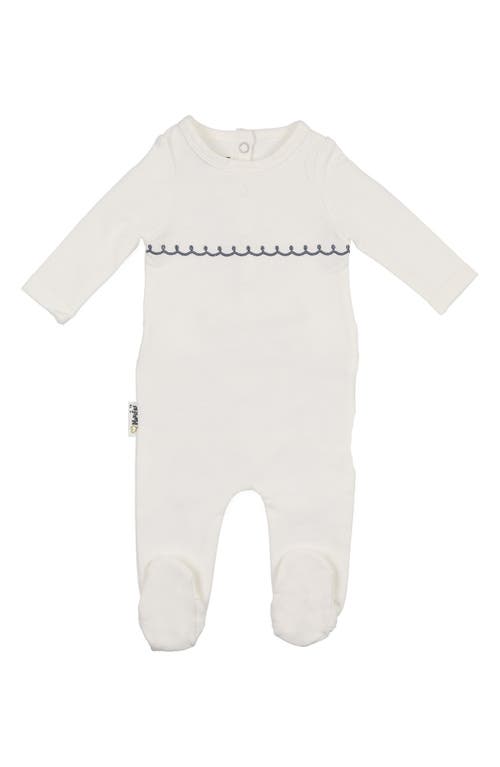 Maniere Babies' Manière Embroidered Yoke Footie In White