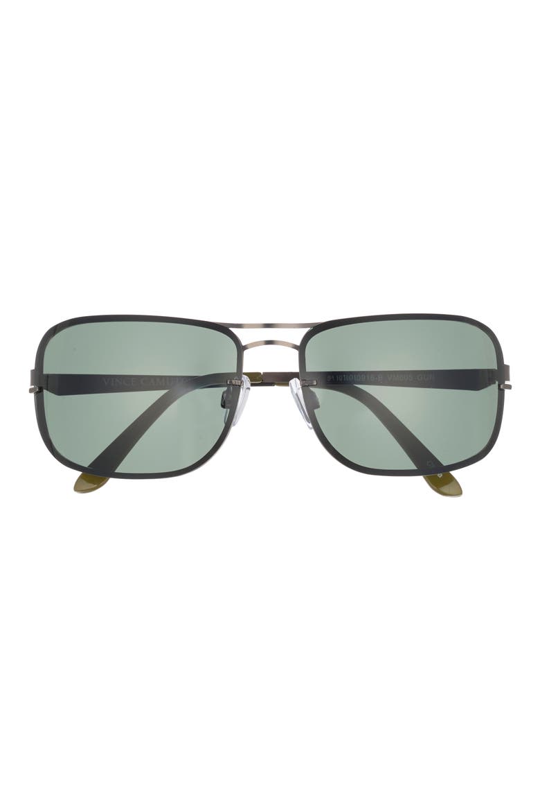 62mm Square Sunglasses, Main, color, GUNMETAL