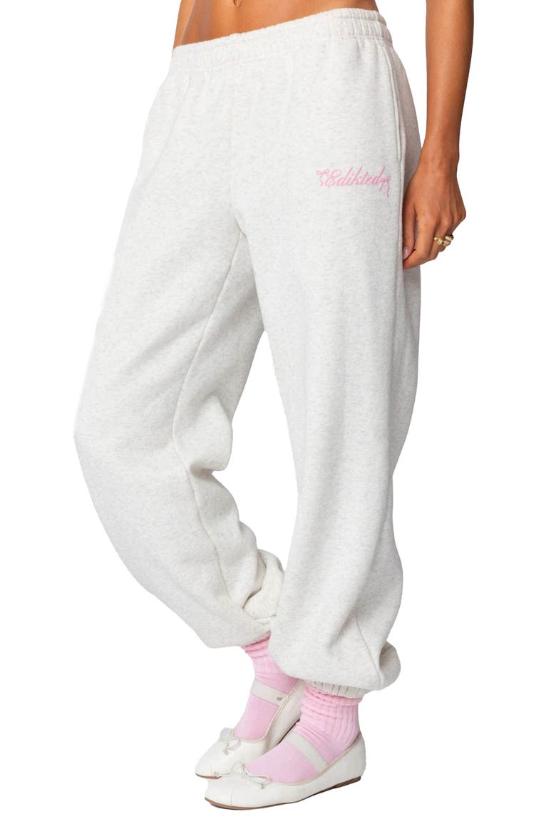 Sasha Bow Detail Sweatpants, Alternate, color, GRAY-MELANGE