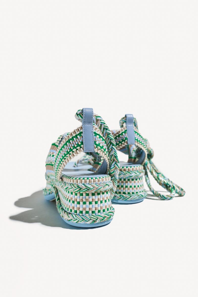 Gabriela Braided Platform Sandal with Ankle Ties, Alternate, color, Mosaic
