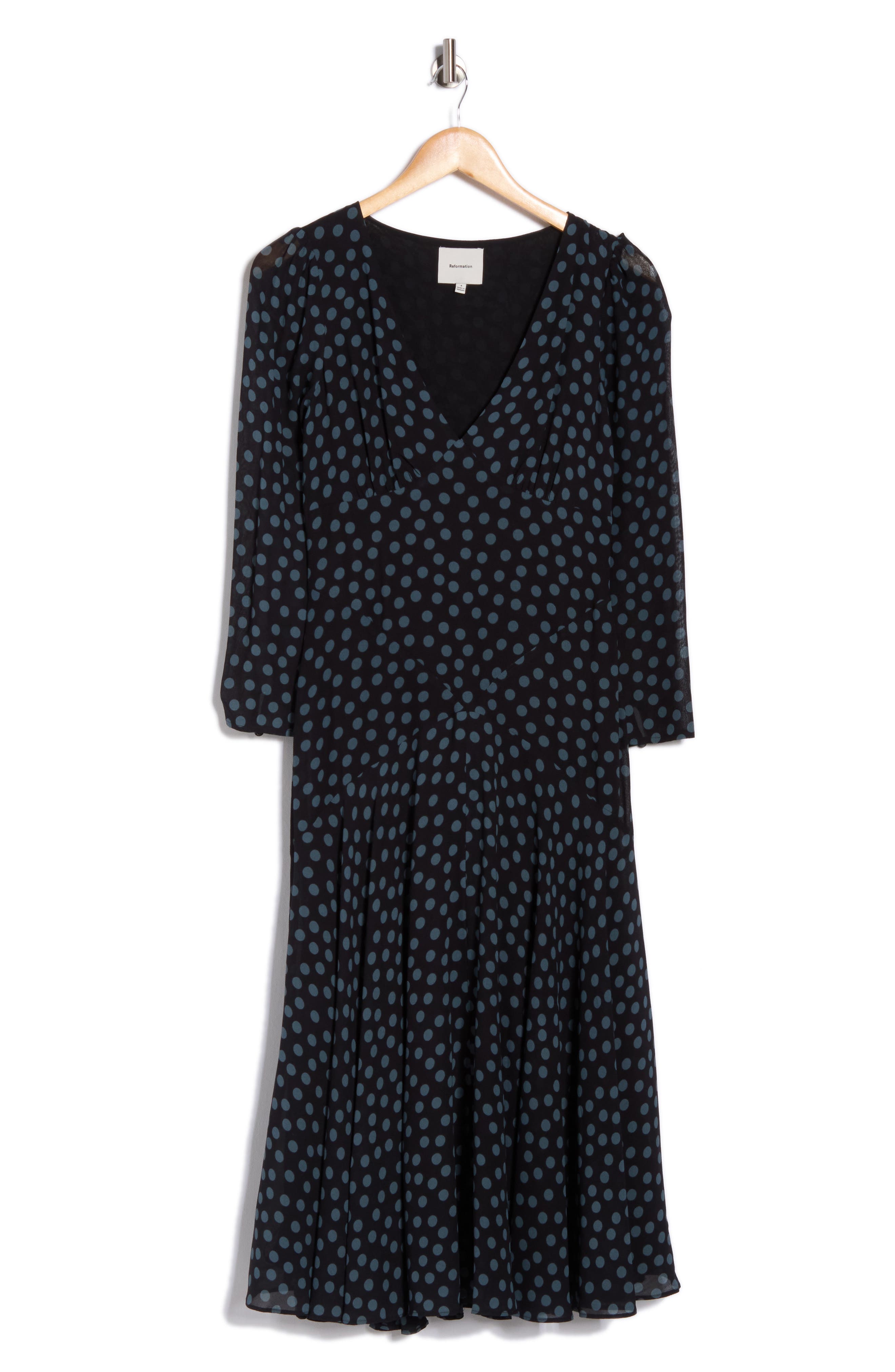 Reformation Maureen Polka Dot Long Sleeve Dress