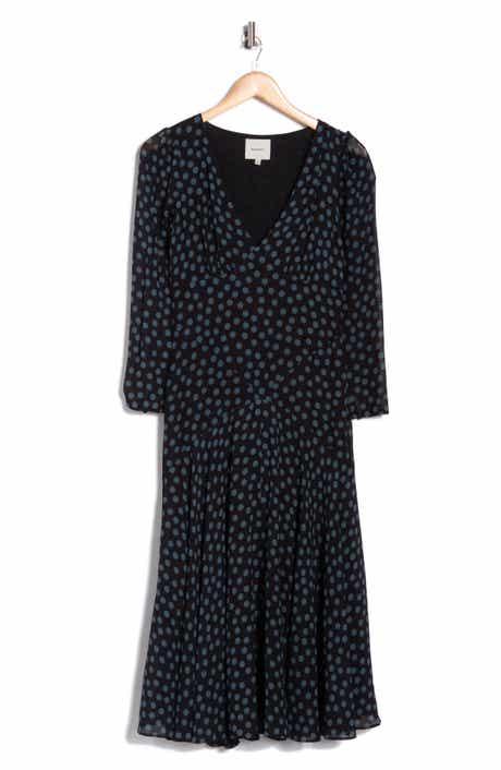 Reformation Maureen Polka Dot Long Sleeve Dress