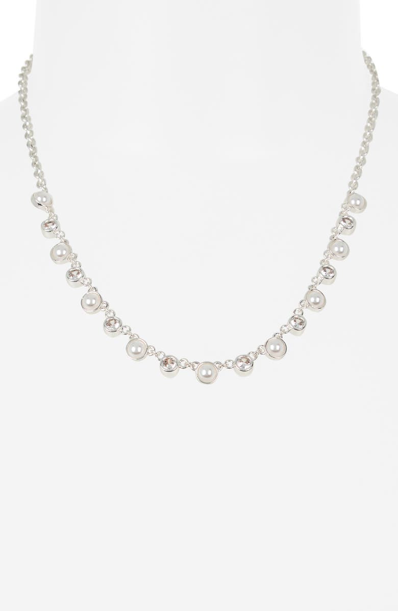 NORDSTROM RACK Cubic Zirconia & Faux Pearl Necklace, Alternate, color,