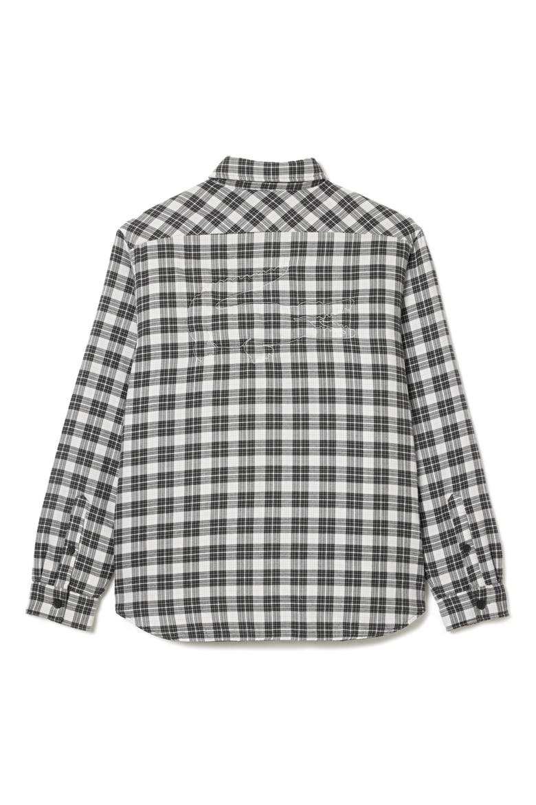 Plaid Flannel Button-Up Overshirt, Alternate, color, KBR NOIR/ MULTICO