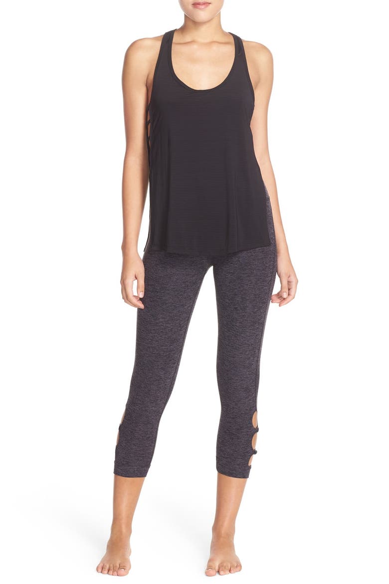 Cutout Sides Racerback Tank, Alternate, color, BLACK