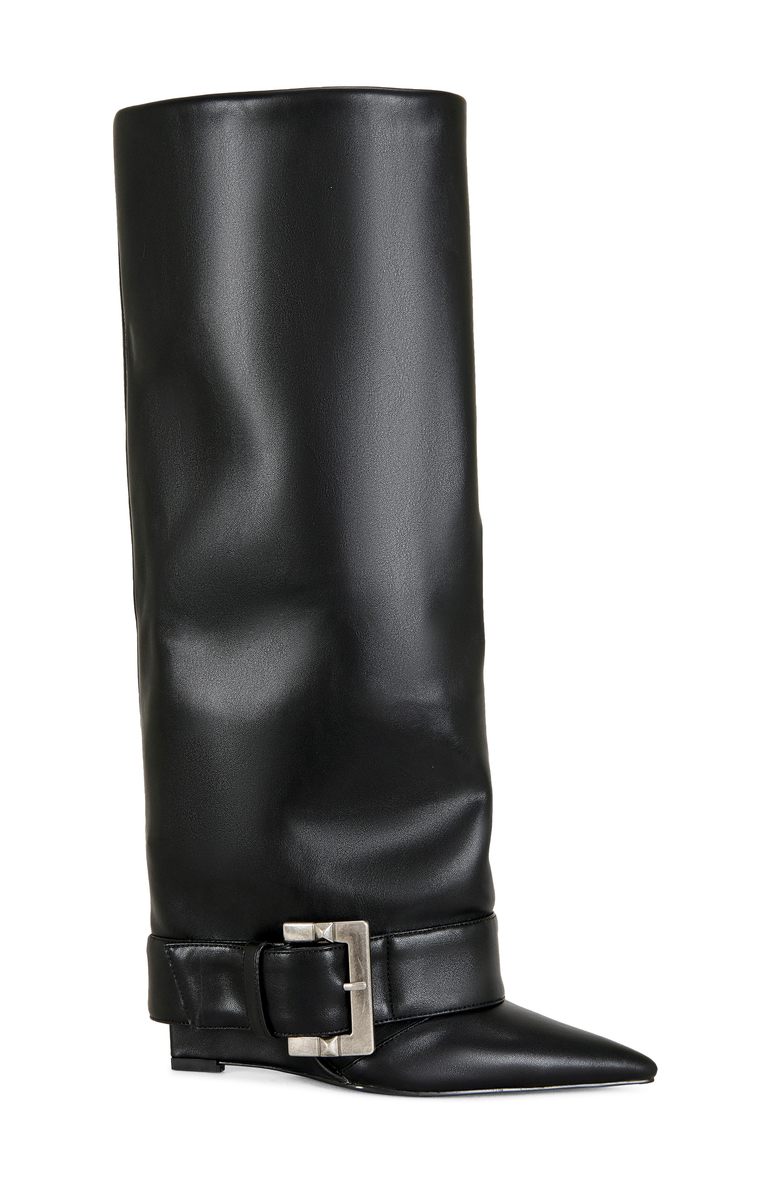 AZALEA WANG Antonina Belted Wedge Boot, Alternate, color, Black