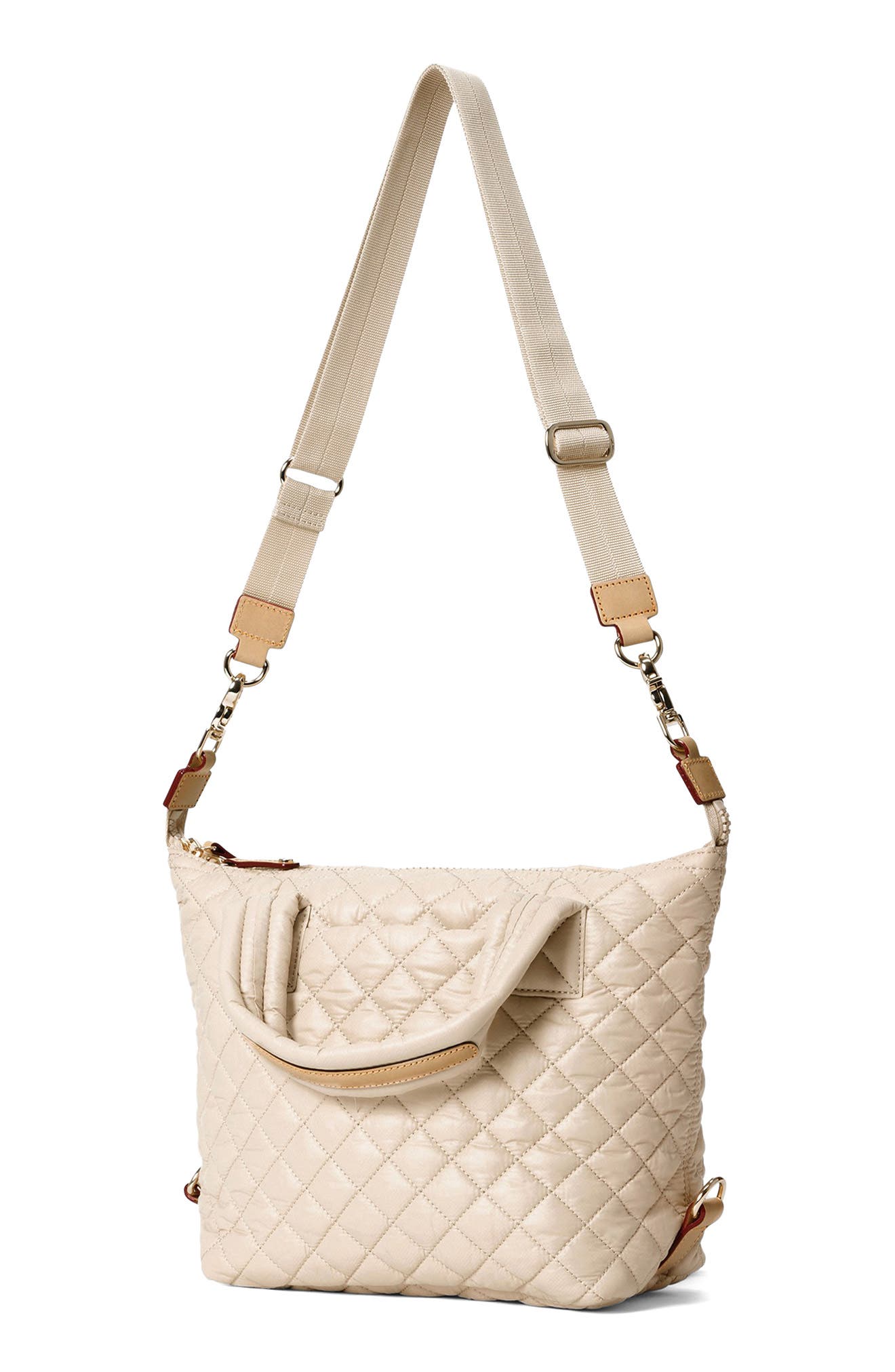 MZ Wallace Small Sutton Deluxe Diamond Quilted Nylon Tote, Alternate, color, Buff