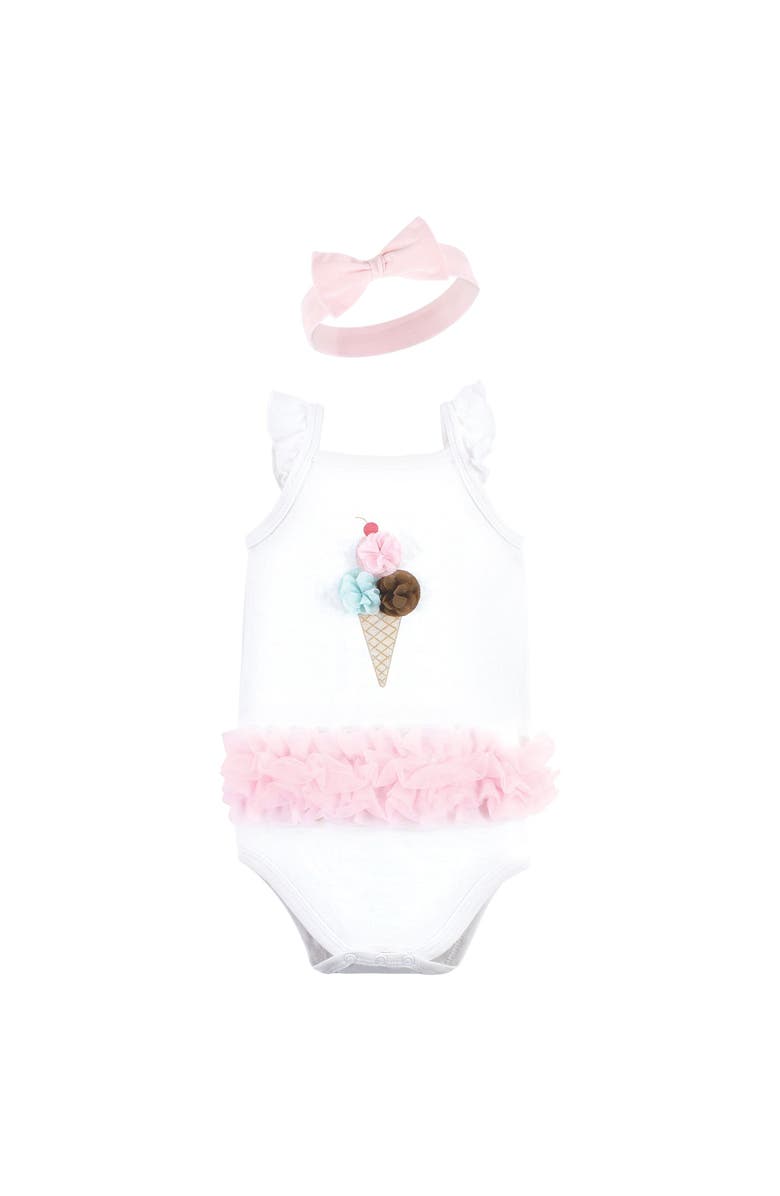 Little Treasure Sleeveless Bodysuit and Headband Set, Alternate, color, Ice Cream Cone