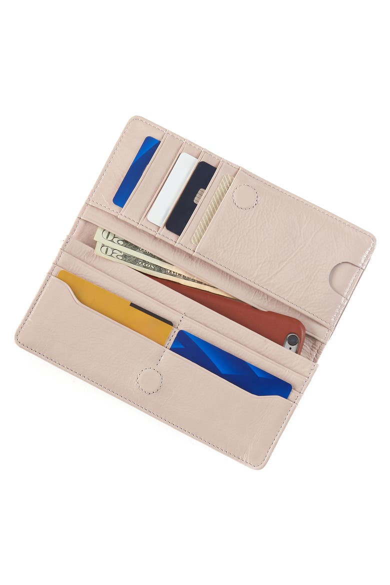 Large Hutton Leather Continental Wallet, Alternate, color, STONE GLOSS