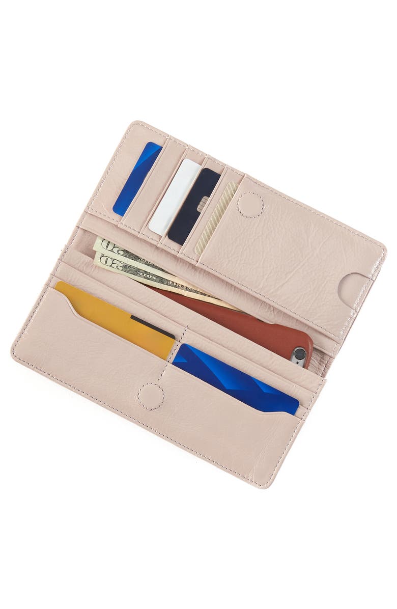 HOBO Large Hutton Leather Continental Wallet, Alternate, color, Stone Gloss