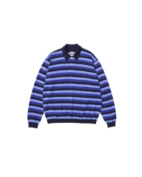 Long Sleeve Knitted Stripe Polo