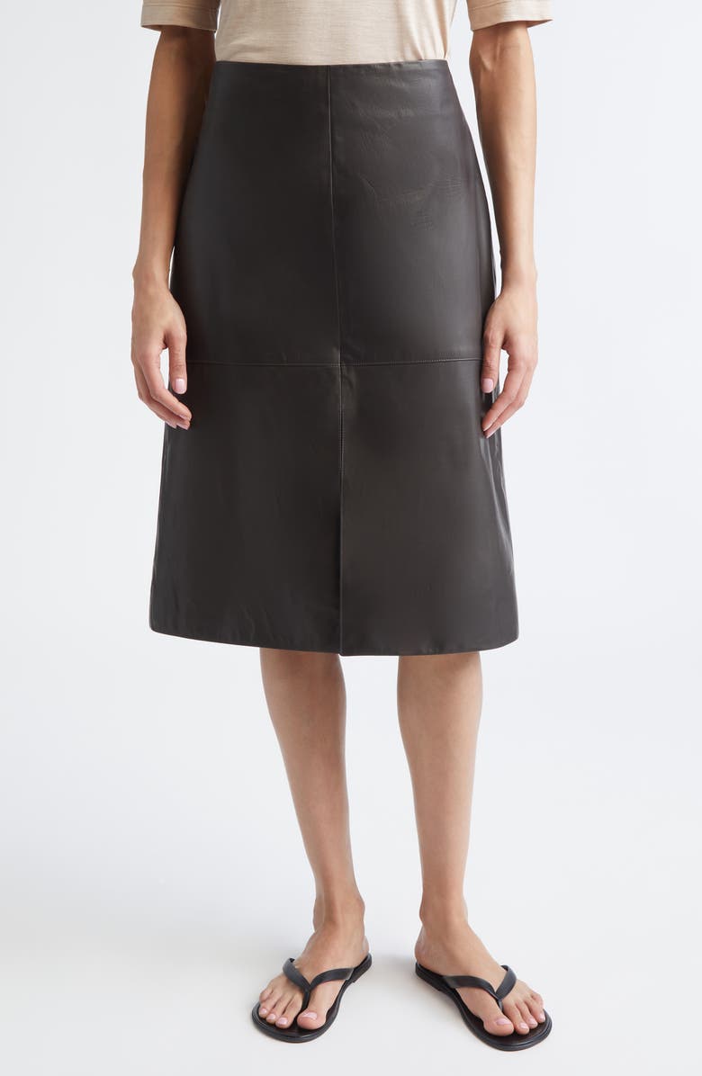 PARTOW Broome Leather Skirt, Main, color, Charcoal