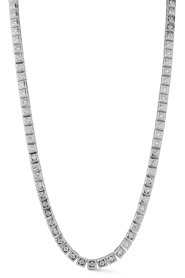 Cubic Zirconia Tennis Necklace, Main, color, SILVER