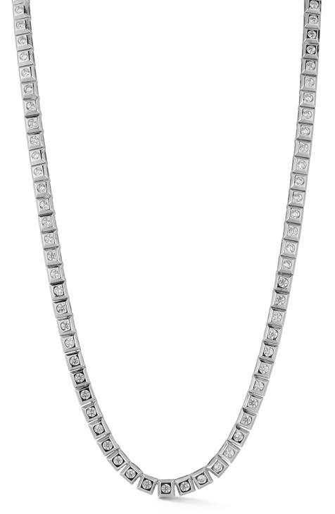 CZ Square Link Necklace