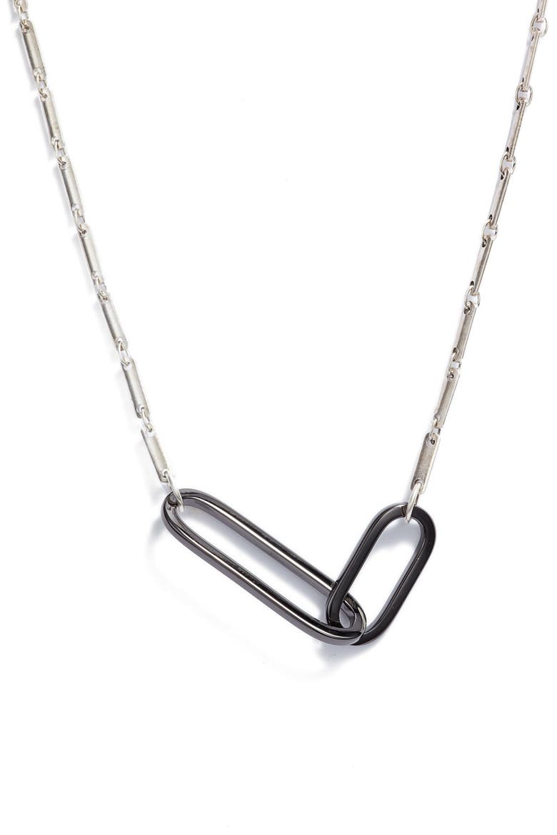 Oval Link Necklace, Main, color, SILVER- HEMATITE