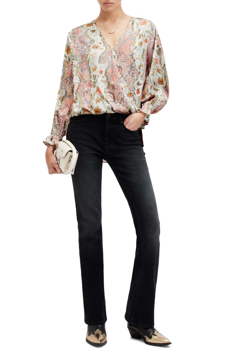 AllSaints Penny Cascade Long Sleeve High-Low Top, Alternate, color, Spring Green